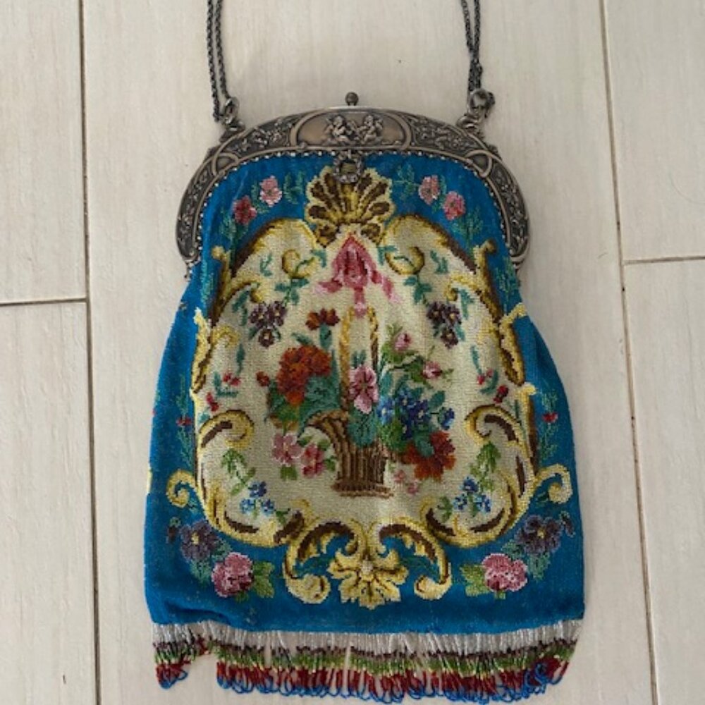 Antique French petit point evening bag